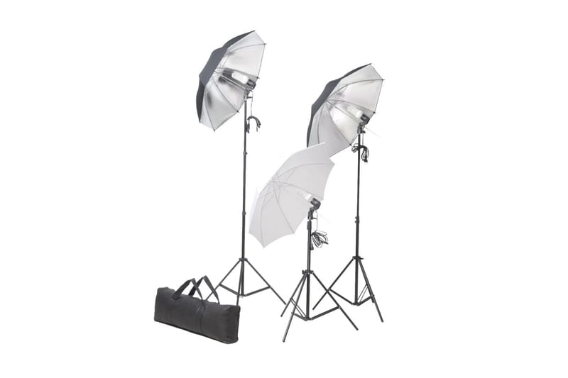 Fotostudiosett med lamper, paraplyer, bakgrunn og reflektor - Belysning - Lyspærer & lyskilder - Arbeidsbelysning - Fotobelysning & studiobelysning