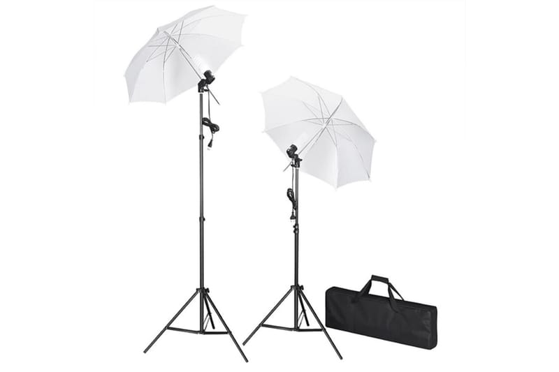 Fotostudiosett med lamper, paraplyer, bakgrunn og reflektor - Belysning - Lyspærer & lyskilder - Arbeidsbelysning - Fotobelysning & studiobelysning