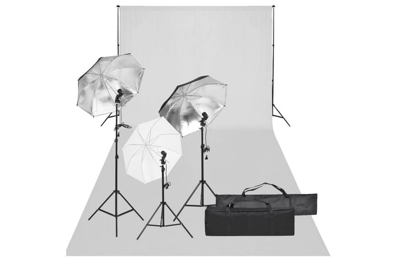 Fotostudiosett med lyssett og bakgrunn - Svart - Belysning - Lyspærer & lyskilder - Arbeidsbelysning - Fotobelysning & studiobelysning