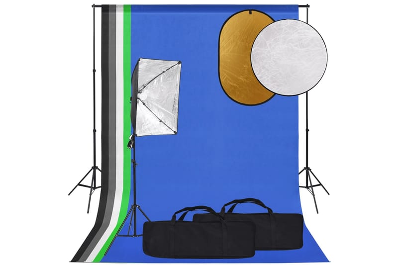 Fotostudiosett med softbokslys, bakgrunn og reflektor - Svart - Belysning - Lyspærer & lyskilder - Arbeidsbelysning - Fotobelysning & studiobelysning