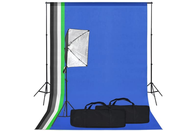 Fotostudiosett med softbokslys og bakgrunn - Svart - Belysning - Lyspærer & lyskilder - Arbeidsbelysning - Fotobelysning & studiobelysning