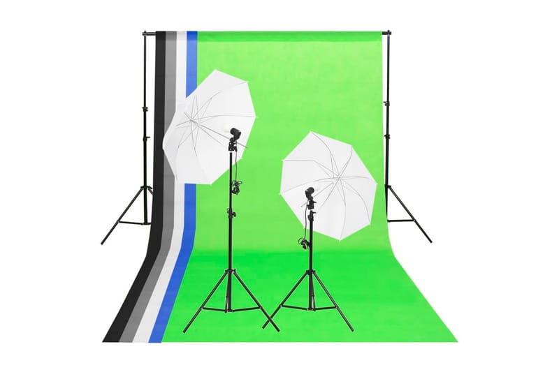 Studiobelysningssett med bakgrunner og paraplyer - Hvit - Belysning - Lyspærer & lyskilder - Arbeidsbelysning - Fotobelysning & studiobelysning