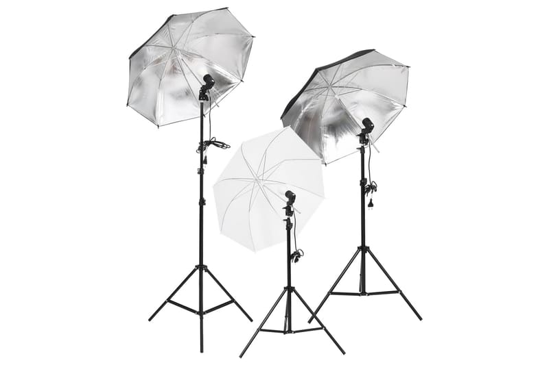 Studiobelysningssett med stativer og paraplyer