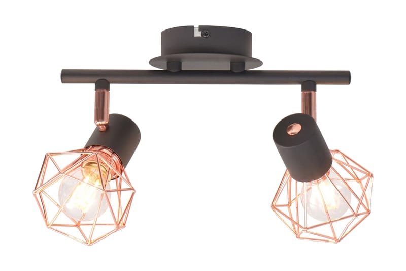 Taklampe med 2 spotlys E14 svart og kobber - Svart/Kobber - Belysning - Innendørsbelysning & Lamper - Taklampe - Plafondlampe