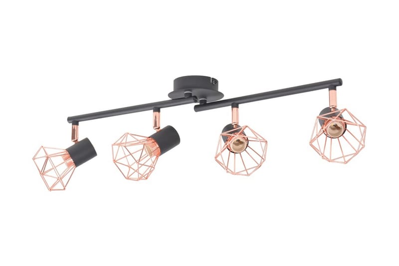 Taklampe med 4 spotlys E14 svart og kobber - Svart/Kobber - Belysning - Innendørsbelysning & Lamper - Taklampe - Plafondlampe