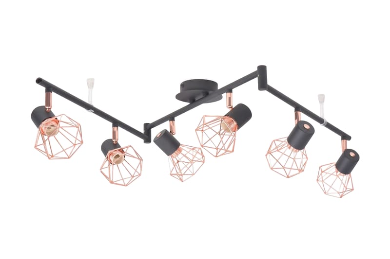 Taklampe med 6 spotter E14 svart og kobber - Svart/Kobber - Belysning - Innendørsbelysning & Lamper - Vegglampe