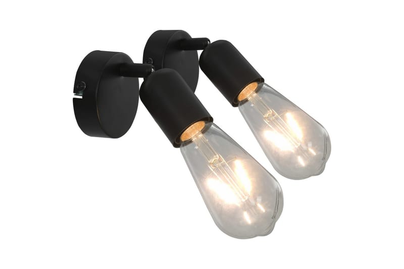 Spotlys 2 stk med glødelamper 2 W svart E27 - Svart - Belysning - Lyspærer & lyskilder - Spotlights & downlights - Veggspotlight