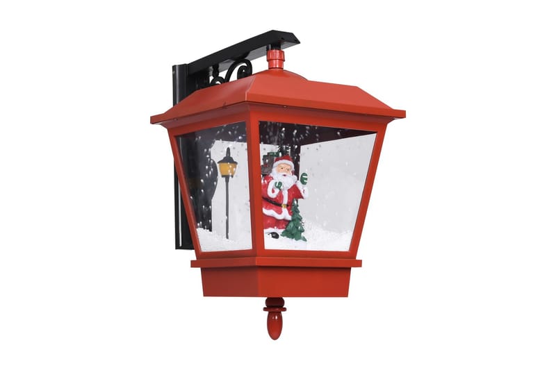 Veggmontert julelampe med LED-lys & julenisse rød 40x27x45cm - Belysning - Utebelysning
