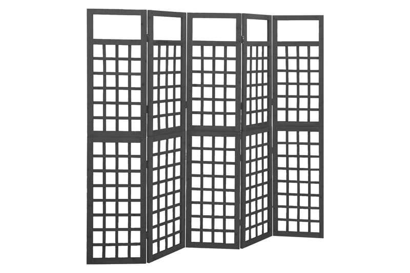 Romdeler/espalier 5 paneler heltre svart 201,5x180 cm - Svart - Hagemøbler - Solbeskyttelse - Avskjerming & vindskjerm - Espalier