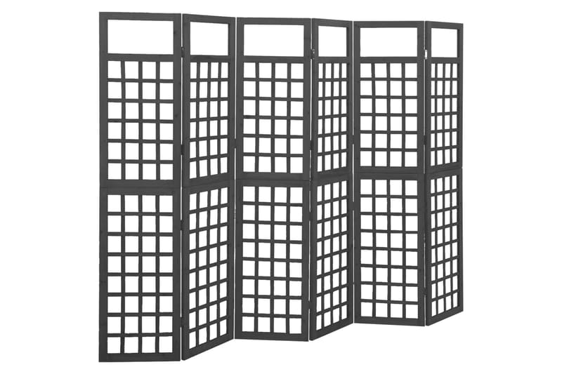 Romdeler/espalier 6 paneler heltre svart 242,5x180 cm - Svart - Hagemøbler - Solbeskyttelse - Avskjerming & vindskjerm - Espalier