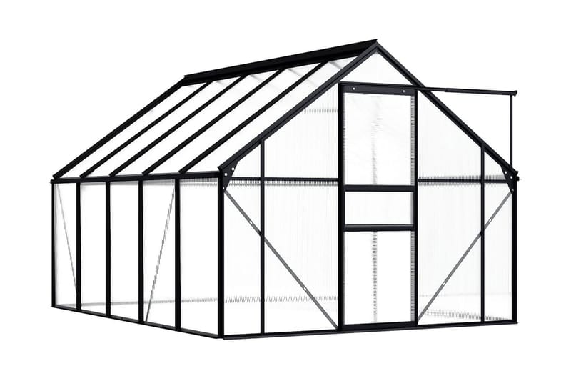 Drivhus antrasitt aluminium 5,89 m² - Grå - Hage - Dyrking & hagearbeid - Drivhus - Frittstående drivhus