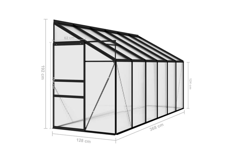 Drivhus antrasitt aluminium 7,44 m² - Antrasittgrå - Hage - Dyrking & hagearbeid - Drivhus