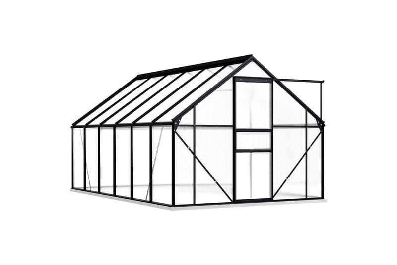 Drivhus med bunnramme forsterket aluminium 7,03 m² - Grå - Hage - Dyrking & hagearbeid - Drivhus