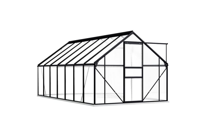 Drivhus med bunnramme forsterket aluminium 8,17 m² - Grå - Hage - Dyrking & hagearbeid - Drivhus