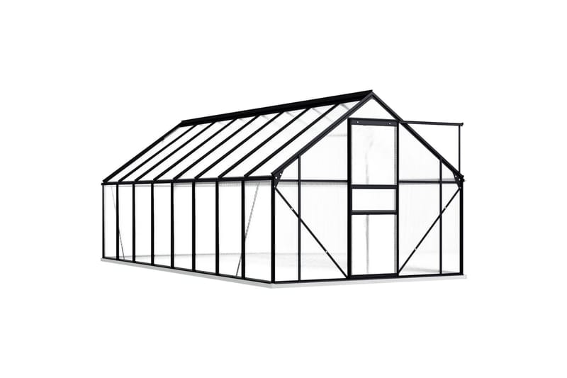 Drivhus med bunnramme forsterket aluminium 9,31 m² - Grå - Hage - Dyrking & hagearbeid - Drivhus