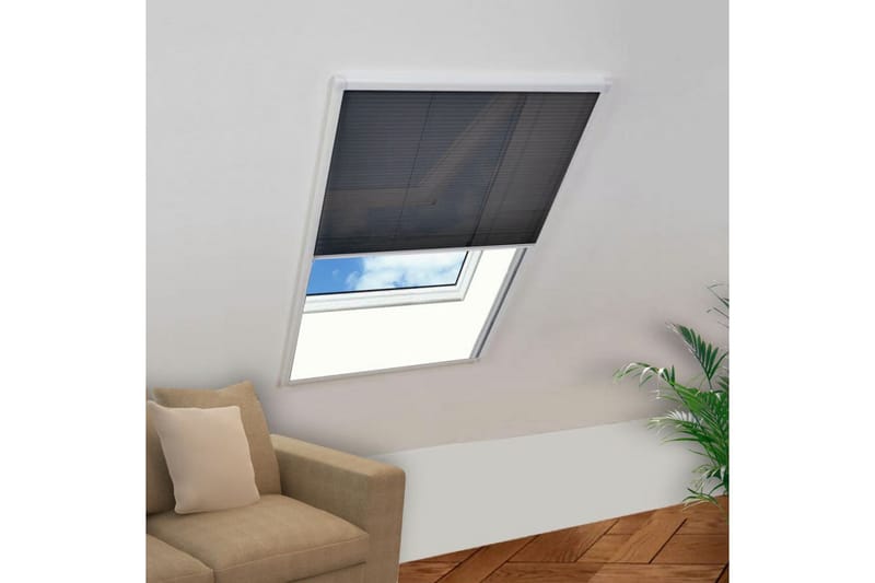 Plissert insektskjerm for vindu aluminium 120x120 cm - Hvit/Svart - Hage - Hagedekorasjon & utemiljø - Myggnett