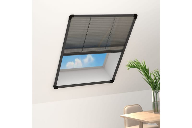Plissert insektskjerm for vindu aluminium antrasitt 80x100cm - Antrasittgrå - Hage - Hagedekorasjon & utemiljø - Myggnett
