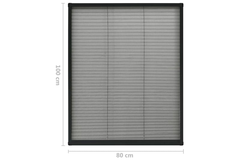 Plissert insektskjerm for vindu aluminium antrasitt 80x100cm - Antrasittgrå - Hage - Hagedekorasjon & utemiljø - Myggnett