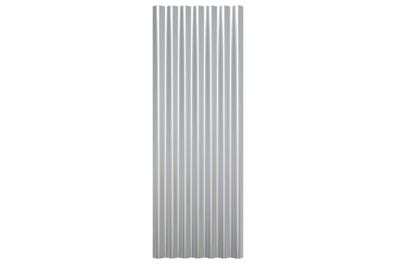 Takpaneler 12 stk pulverlakkert stål sølv 100x36 cm - Hage - Utemiljø - Hagedekorasjon - Entretak & skjermtak