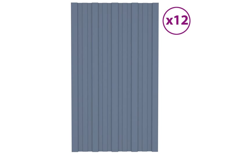 Takplater 12 stk grå 80x45 cm galvanisert stål - Hus & oppussing - Bygg - Gulv, vegg & tak - Platemateriale & byggeplate - Takpanel & takplate
