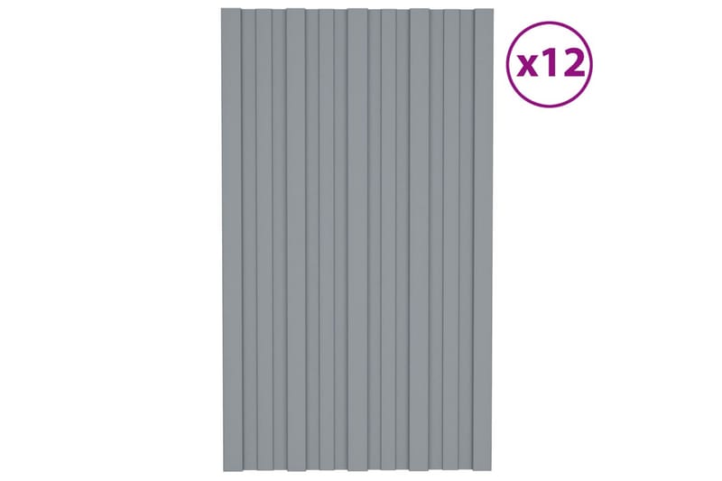 Takplater 12 stk sølv 80x45 cm galvanisert stål - Hus & oppussing - Bygg - Gulv, vegg & tak - Platemateriale & byggeplate - Takpanel & takplate