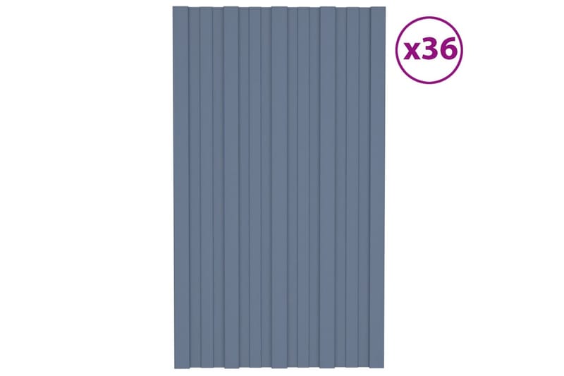 Takplater 36 stk grå 80x45 cm galvanisert stål - Hus & oppussing - Bygg - Gulv, vegg & tak - Platemateriale & byggeplate - Takpanel & takplate