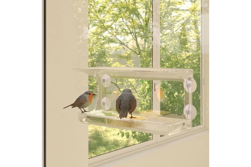 Fuglematere for vindu 2 stk akryl 30x12x15 cm - Gjennomsiktig - Hage - Utemiljø - Hagedekorasjon - Fuglemater & fuglehus