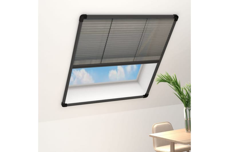 Plissert insektskjerm for vindu aluminium 100x160 cm - Antrasittgrå - Hage - Utemiljø - Hagedekorasjon - Myggnett