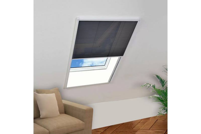 Plissert insektskjerm for vindu aluminium 60x80 cm - Hvit/Svart - Hage - Utemiljø - Hagedekorasjon - Myggnett