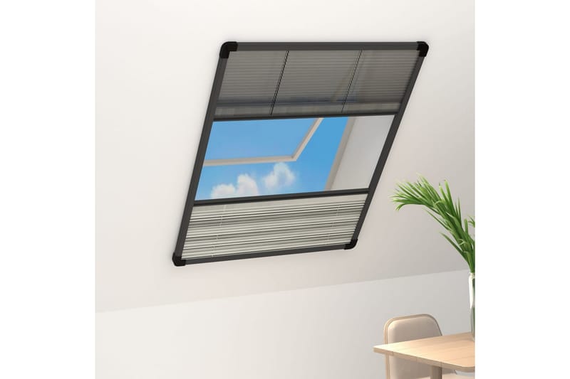 Plissert insektskjerm for vindu aluminium 80x120cm solskjerm - Antrasittgrå - Hage - Utemiljø - Hagedekorasjon - Myggnett
