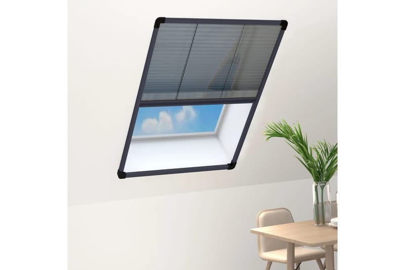 Plissert insektskjerm for vindu aluminium antrasitt 80x120cm - Antrasittgrå - Hage - Utemiljø - Hagedekorasjon - Myggnett