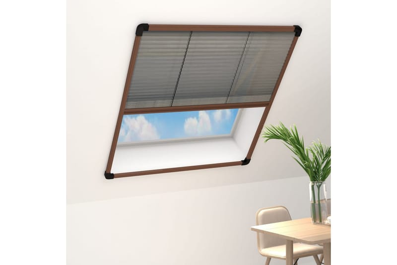 Plissert insektskjerm for vindu aluminium brun 100x160 cm - Brun - Hage - Utemiljø - Hagedekorasjon - Myggnett