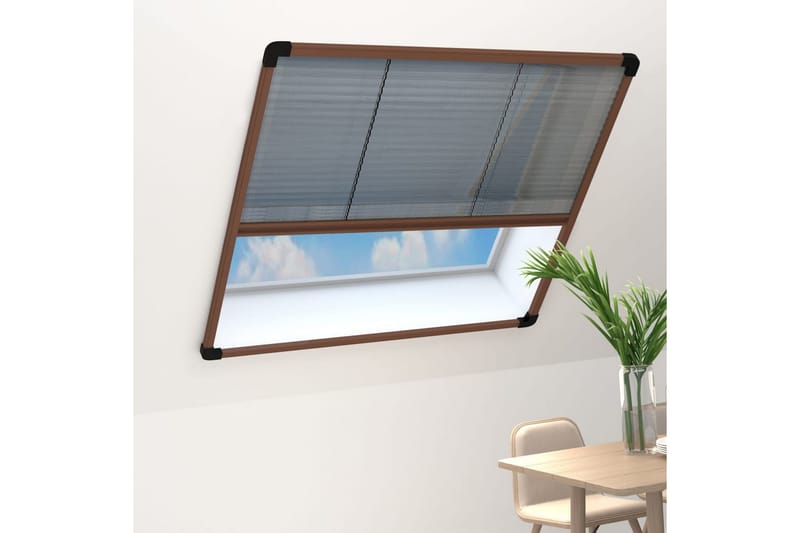 Plissert insektskjerm for vindu aluminium brun 120x160 cm - Brun - Hage - Dyrking & hagearbeid - Dyrking - Skadedyrbekjempelse - Myggbeskyttelse