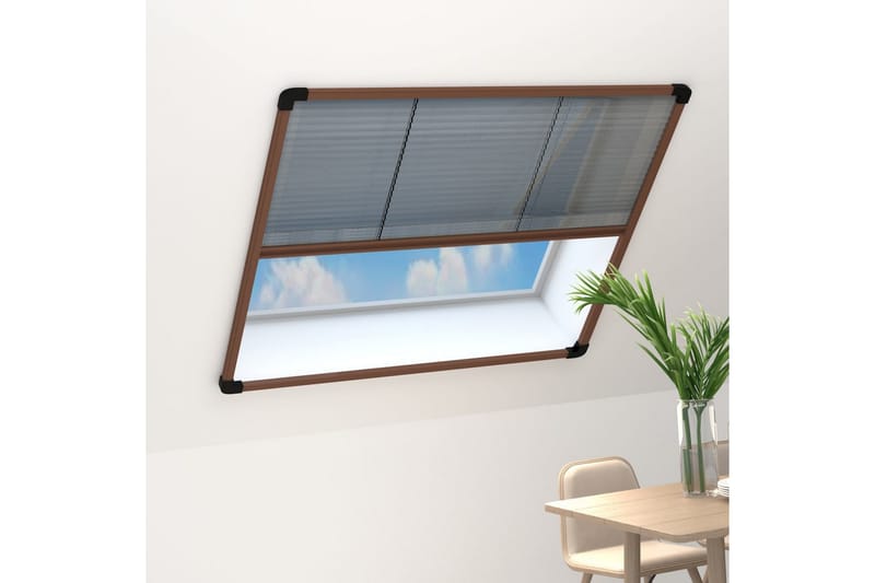 Plissert insektskjerm for vindu aluminium brun 130x100 cm - Brun - Hage - Utemiljø - Hagedekorasjon - Myggnett