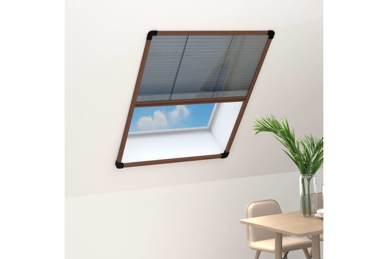 Plissert insektskjerm for vindu aluminium brun 60x160 cm - Brun - Hage - Dyrking & hagearbeid - Dyrking - Skadedyrbekjempelse - Myggbeskyttelse