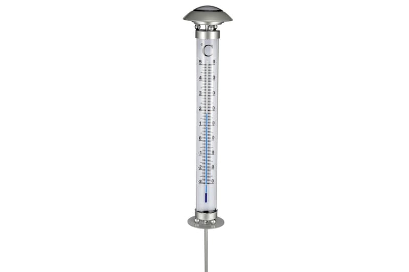 HI Soldrevet utendørs termometer-lampe - Silver - Hage - Utemiljø - Hagedekorasjon - Regn & temperatur - Utetermometer
