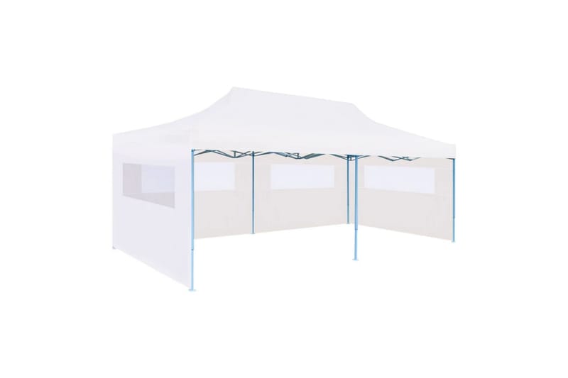 Foldbart popup festtelt med sidevegger 3x6 m stål hvit - Hagemøbler - Solbeskyttelse - Paviljonger - Komplett paviljong