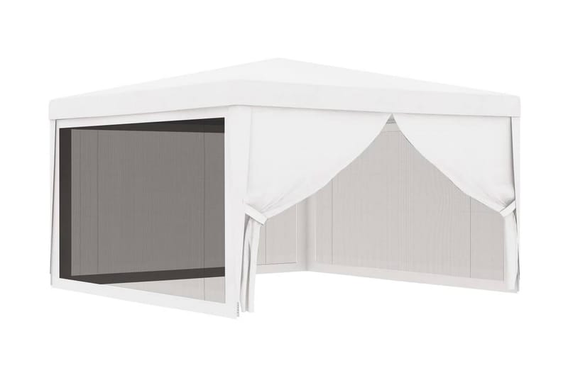 Partytelt med 4 sidevegger av netting 4x4 m hvit - Hvit - Hagemøbler - Loungemøbler - Loungesett
