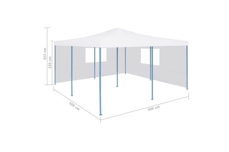 Sammenleggbar paviljong med 2 sidevegger 5x5 m hvit - Hage - Utemiljø - Utendørsoppbevaring - Hagetelt & oppbevaringstelt