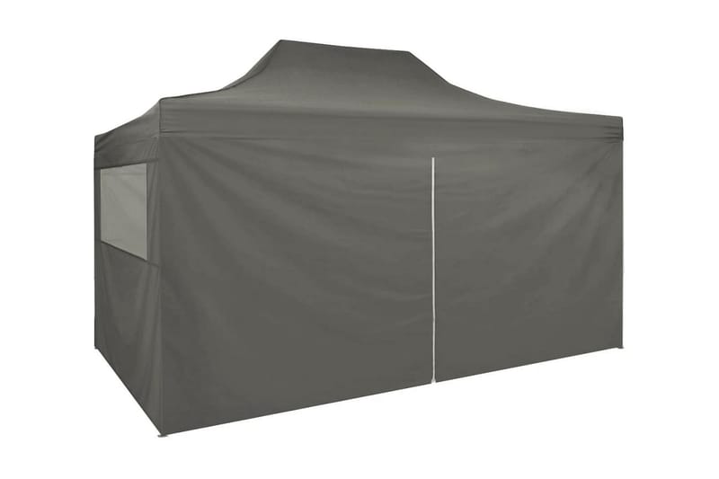 Sammenleggbart telt popup med 4 sidevegger 3x4,5 m antrasitt - Hage - Utemiljø - Utendørsoppbevaring - Hagetelt & oppbevaringstelt