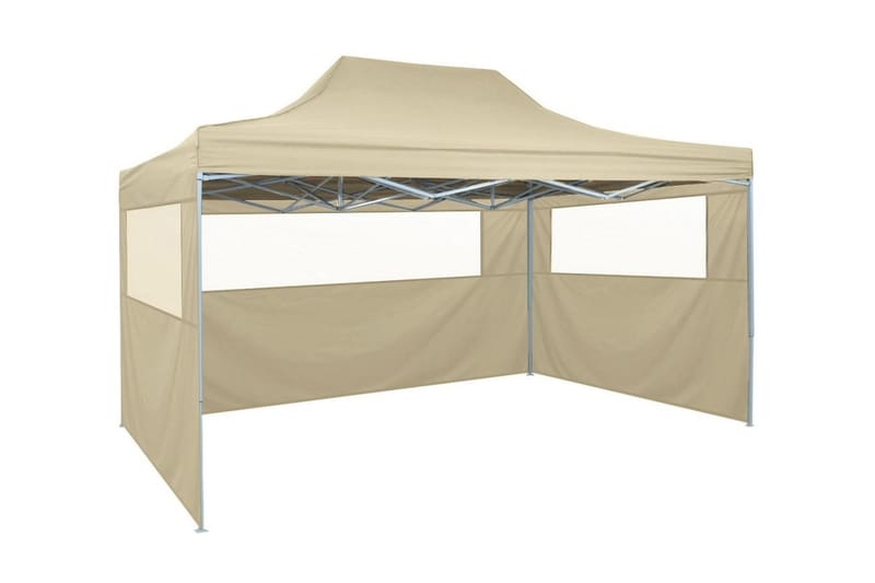 Sammenleggbart telt popup med 4 sidevegger 3x4,5 m kremhvit - Hage - Utemiljø - Utendørsoppbevaring - Hagetelt & oppbevaringstelt