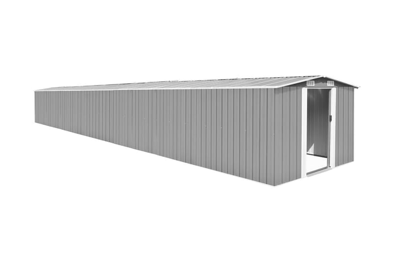 Hageskur grå 257x990x181 cm galvanisert stål - Grå - Hage - Utendørsoppbevaring - Redskapsboder
