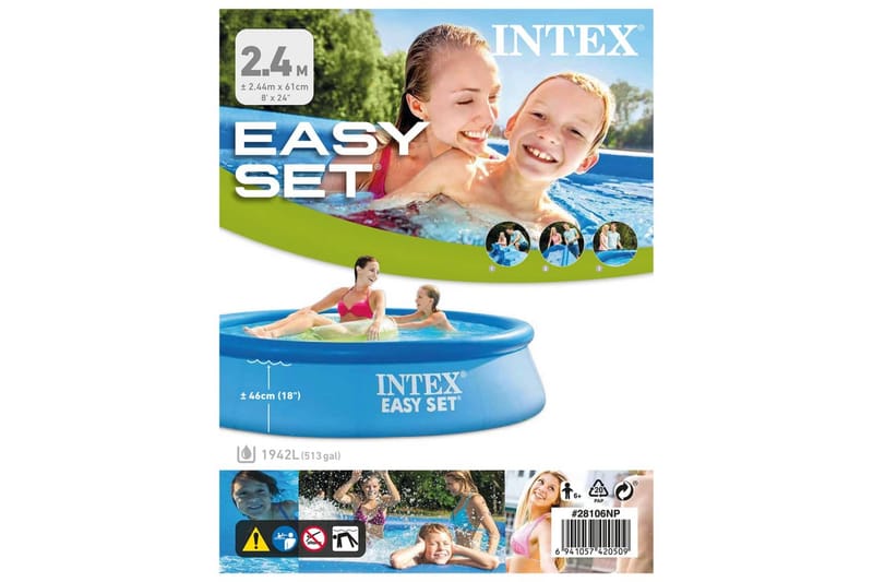 Intex Svømmebasseng Easy Set 244x61 cm PVC - Hage - Utendørsbad - Basseng - Frittstående basseng