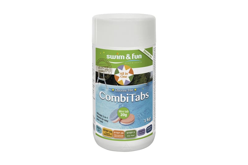 Swim & Fun Combitabs 20gr klorfri - Aktivt oksygen - Hage - Utendørsbad - Rengjøring til basseng - Basseng kjemi & klortabletter