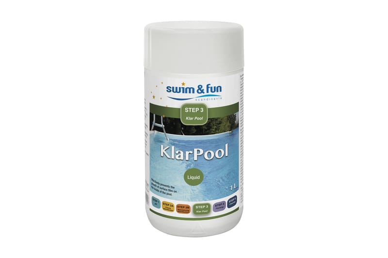 Swim & Fun Klar pool 1 Liter - Algemiddel - Hage - Utendørsbad - Rengjøring til basseng - Spabad kjemi & klortabletter