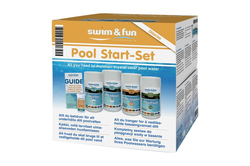 Swim & Fun Startsett Klor - Hage - Utendørsbad - Rengjøring til basseng - Basseng kjemi & klortabletter