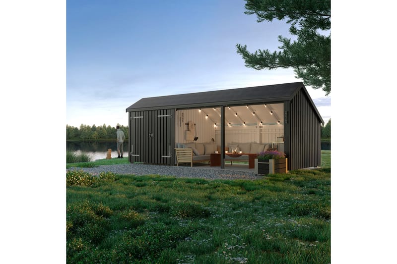 PLUS Multi Hagehus 15,5 m² - 3 Moduler med Dobbeldør - Grå - Hage - Uterom & feriehus - Hytter - Anneks