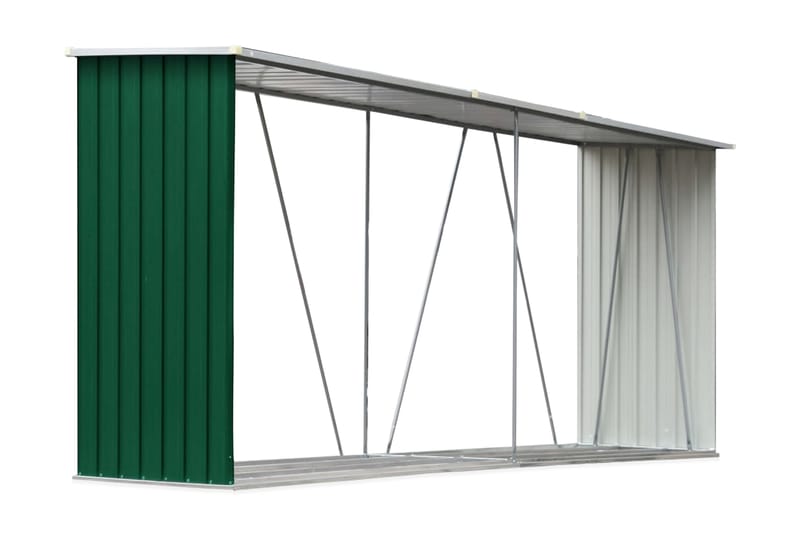Vedskjul galvanisert stål 330x84x152 cm grønn - Hagemøbler - Loungemøbler - Loungesett