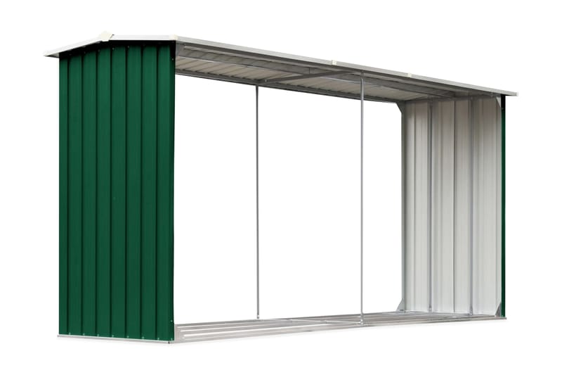 Vedskjul galvanisert stål 330x92x153 cm grønn - Hage - Uterom & feriehus - Lagringshus & boder - Redskapsboder