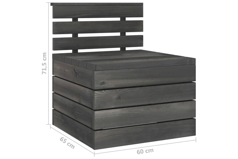Midtsofa av paller heltre furu mørkegrå - Grå - Hagemøbler - Hagebord - Loungebord & Sofabord utendørs